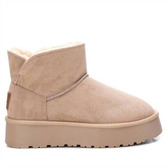 NEW XTI women's suede winter boots in beige - Picture 2 of 3